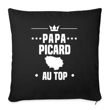 papa picard homme région au top papa picardie - Housse de coussin décorative 45 x 45 cm - noir - Devant