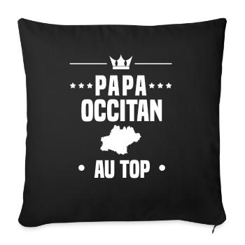 papa occitan homme région au top papa occitanie - Housse de coussin décorative 45 x 45 cm - noir - Devant