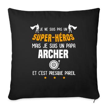 papa archer super héros père tir - Housse de coussin décorative 45 x 45 cm - noir - Devant