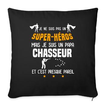 papa chasseur super héros papa musique - Housse de coussin décorative 45 x 45 cm - noir - Devant