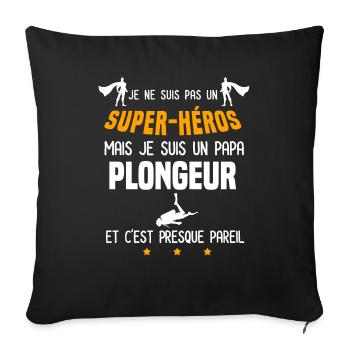 papa plongeur apnée super héros papa piano - Housse de coussin décorative 45 x 45 cm - noir - Devant