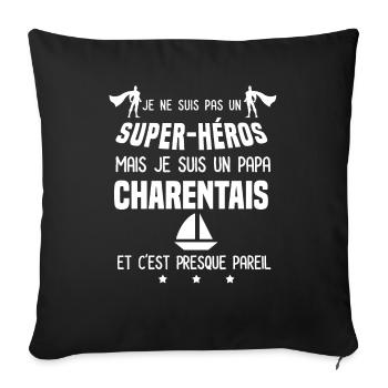 papa charentais bateau super héros papa charente - Housse de coussin décorative 45 x 45 cm - noir - Devant