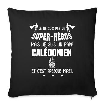 papa Caledonien coquille super héros calédonie - Housse de coussin décorative 45 x 45 cm - noir - Devant
