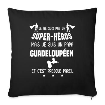 papa guadeloupeen super héros papa guadeloupe - Housse de coussin décorative 45 x 45 cm - noir - Devant