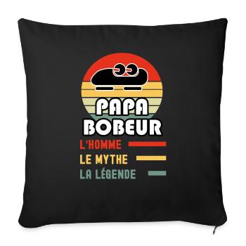 papa bobeur homme mythe légende vintage bobsleigh - Housse de coussin décorative 45 x 45 cm - noir - Devant