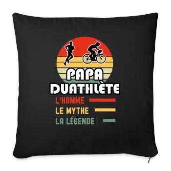 papa duathlète homme mythe légende duathlon - Housse de coussin décorative 45 x 45 cm - noir - Devant