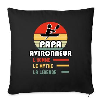 papa avironneur homme mythe légende vintage aviron - Housse de coussin décorative 45 x 45 cm - noir - Devant