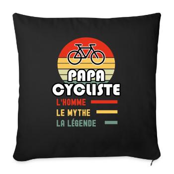 papa cycliste homme mythe légende vintage vélo - Housse de coussin décorative 45 x 45 cm - noir - Devant
