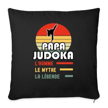 papa judoka homme mythe légende vintage judo - Housse de coussin décorative 45 x 45 cm - noir - Devant