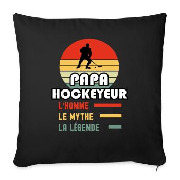 papa hockeyeur homme mythe légende vintage hockey - Housse de coussin décorative 45 x 45 cm - noir - Devant