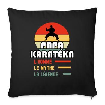 papa karatéka homme mythe légende vintage karaté - Housse de coussin décorative 45 x 45 cm - noir - Devant