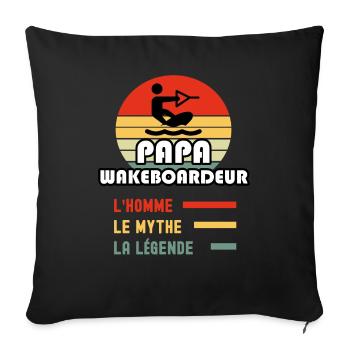 papa wakeboardeur homme mythe légende wakeboard - Housse de coussin décorative 45 x 45 cm - noir - Devant