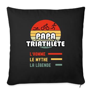 papa triathlète homme mythe légende triathlon - Housse de coussin décorative 45 x 45 cm - noir - Devant