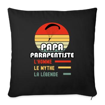 papa parapentiste homme mythe légende parapente - Housse de coussin décorative 45 x 45 cm - noir - Devant