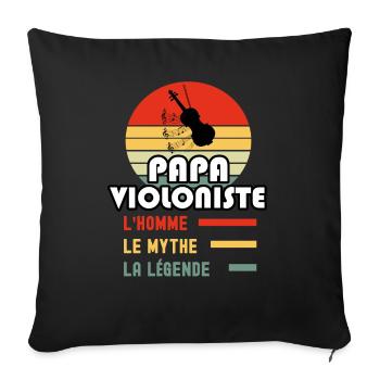 papa violoniste homme mythe légende papa violon - Housse de coussin décorative 45 x 45 cm - noir - Devant