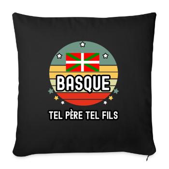 tel père tel fils papa basque drapeau pays basque - Housse de coussin décorative 45 x 45 cm - noir - Devant
