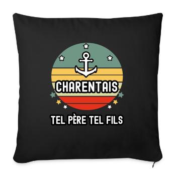 tel père tel fils papa charentais ancre charente - Housse de coussin décorative 45 x 45 cm - noir - Devant