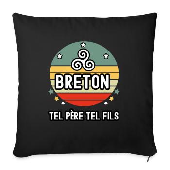 tel père tel fils papa breton triskele bretagne - Housse de coussin décorative 45 x 45 cm - noir - Devant