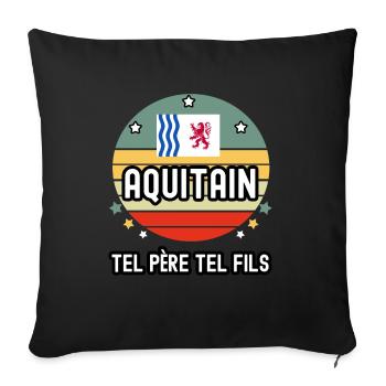 tel père tel fils cadeau papa aquitain aquitaine - Housse de coussin décorative 45 x 45 cm - noir - Devant