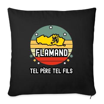 tel père tel fils papa flamand homme flandre - Housse de coussin décorative 45 x 45 cm - noir - Devant