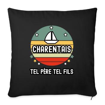 tel père tel fils papa charentais bateau charente - Housse de coussin décorative 45 x 45 cm - noir - Devant
