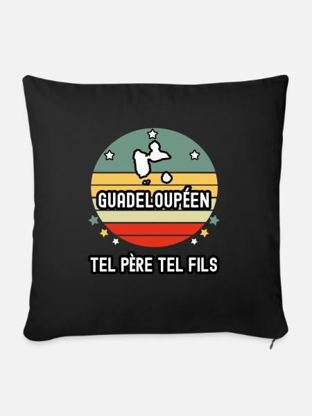 tel père tel fils papa guadeloupéen guadeloupe - Housse de coussin décorative 45 x 45 cm - noir