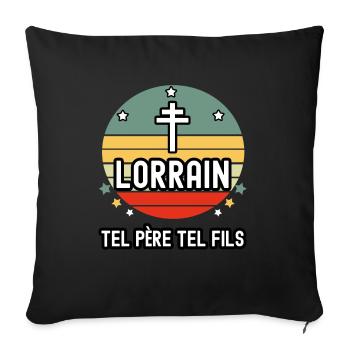 tel père tel fils papa lorrain croix de lorraine - Housse de coussin décorative 45 x 45 cm - noir - Devant