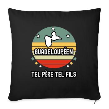 tel père tel fils papa guadeloupéen homme - Housse de coussin décorative 45 x 45 cm - noir - Devant