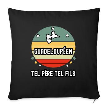tel père tel fils papa guadeloupéen 971 guadeloupe - Housse de coussin décorative 45 x 45 cm - noir - Devant