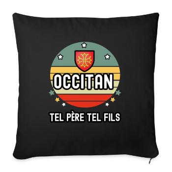 tel père tel fils papa occitan homme occitanie - Housse de coussin décorative 45 x 45 cm - noir - Devant
