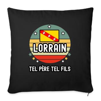 tel père tel fils papa lorrain drapeau lorraine - Housse de coussin décorative 45 x 45 cm - noir - Devant