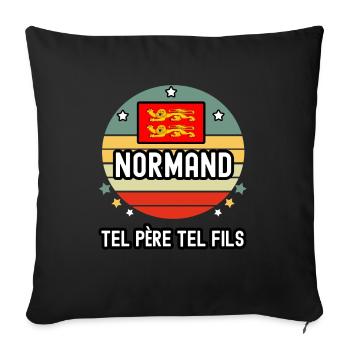 tel père tel fils papa normand drapeau normandie - Housse de coussin décorative 45 x 45 cm - noir - Devant