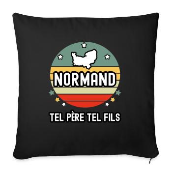 tel père tel fils papa normand région normandie - Housse de coussin décorative 45 x 45 cm - noir - Devant