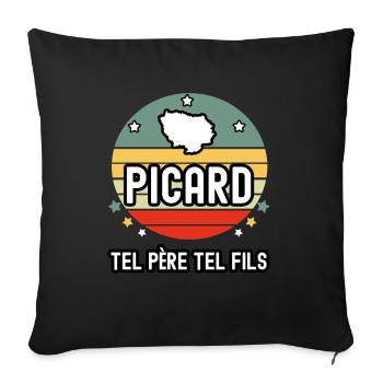 tel père tel fils papa picard région picardie - Housse de coussin décorative 45 x 45 cm - noir - Devant