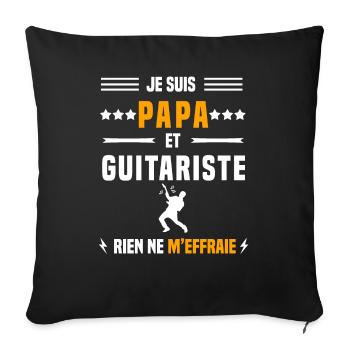 papa guitariste rien ne m'effraie papa guitare - Housse de coussin décorative 45 x 45 cm - noir - Devant