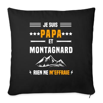 papa montagnard rien ne m'effraie papa moto - Housse de coussin décorative 45 x 45 cm - noir - Devant