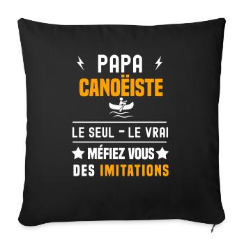 papa canoëiste le seul le vrai papa canoë - Housse de coussin décorative 45 x 45 cm - noir - Devant