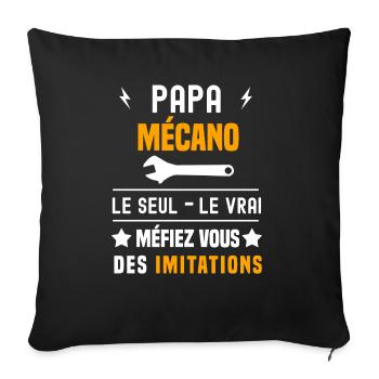 papa mécano le seul le vrai papa mécanicien - Housse de coussin décorative 45 x 45 cm - noir - Devant