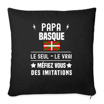papa basque drapeau le seul le vrai pays basque - Housse de coussin décorative 45 x 45 cm - noir - Devant