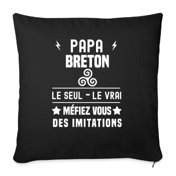 papa breton triskele le seul le vrai bretagne - Housse de coussin décorative 45 x 45 cm - noir - Devant