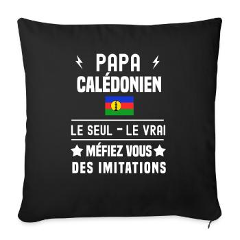 papa Calédonien drapeau le seul le vrai calédonie - Housse de coussin décorative 45 x 45 cm - noir - Devant