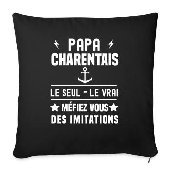 papa charentais ancre le seul le vrai charente - Housse de coussin décorative 45 x 45 cm - noir - Devant