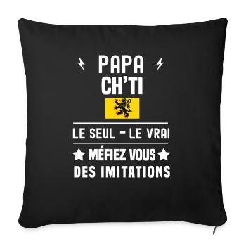 papa ch'ti drapeau le seul le vrai nord - Housse de coussin décorative 45 x 45 cm - noir - Devant
