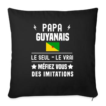 papa guyanais drapeau le seul le vrai guyane - Housse de coussin décorative 45 x 45 cm - noir - Devant