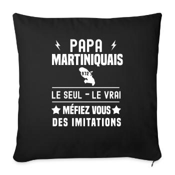 papa martiniquais 972 le seul le vrai martinique - Housse de coussin décorative 45 x 45 cm - noir - Devant