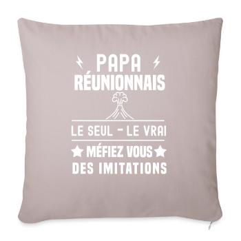 papa réunionnais volcan le seul le vrai la réunion - Housse de coussin décorative 45 x 45 cm - taupe clair - Devant