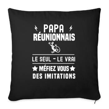 papa réunionnais lezard le seul le vrai la réunion - Housse de coussin décorative 45 x 45 cm - noir - Devant