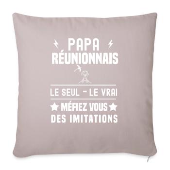 papa réunionnais volcan le seul le vrai la réunion - Housse de coussin décorative 45 x 45 cm - taupe clair - Devant