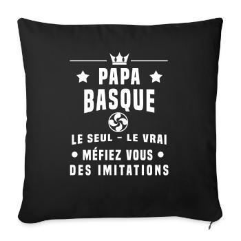 papa basque lauburu croix méfiez vous imitations - Housse de coussin décorative 45 x 45 cm - noir - Devant