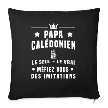 papa Calédonien coquille méfiez vous imitations - Housse de coussin décorative 45 x 45 cm - noir - Devant